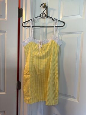 Hello Molly Yellow Gingham Lace-Trim Slip